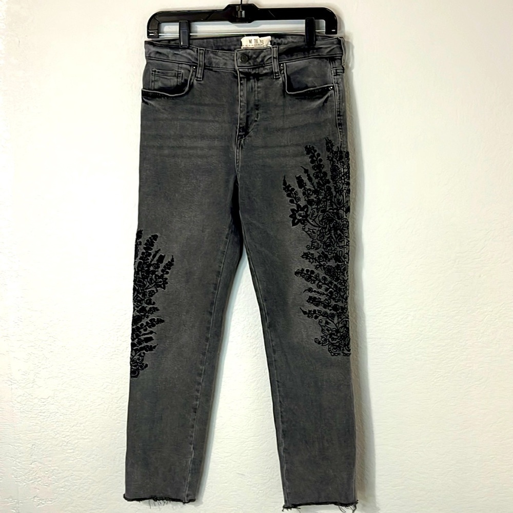 We The Free Faded Black Embroidered Floral Jeans
